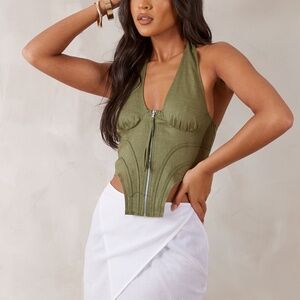 Halterneck Corset Khaki